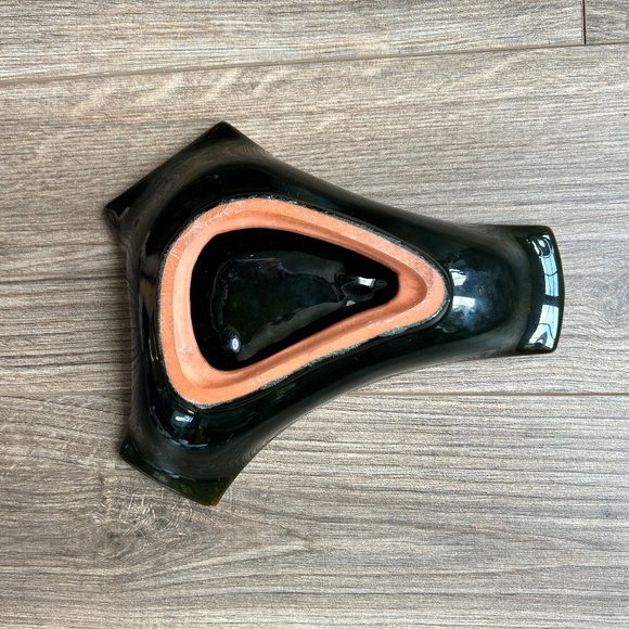 Vintage Turquoise Boomerang Drip Glaze Ashtray - Picture 3 of 4